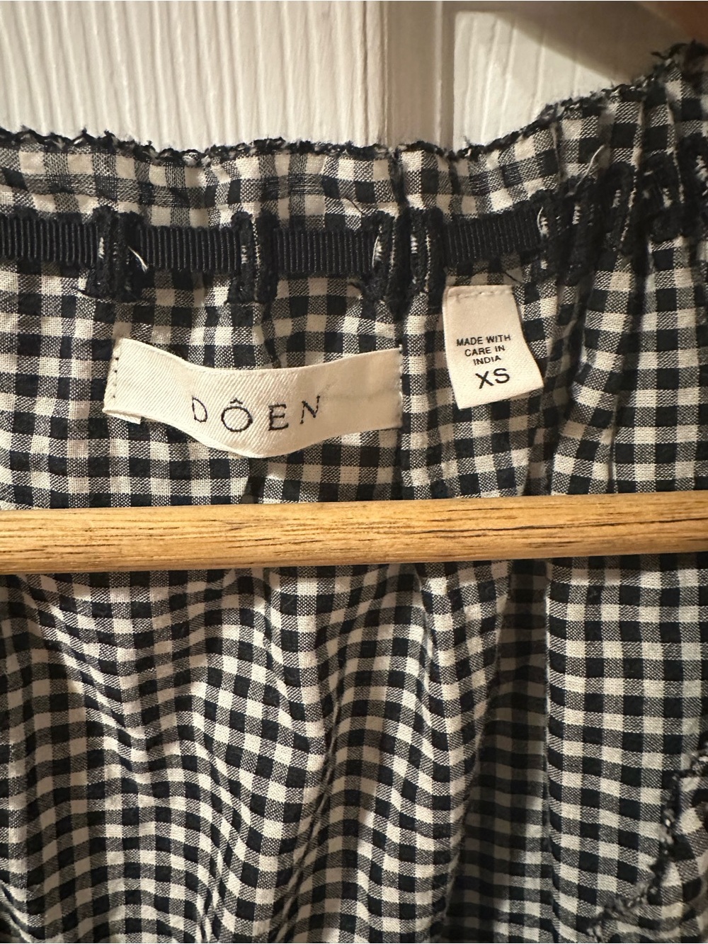 Doen Traveler Top Black Gingham XS - Picture 2 of 5